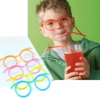 Slaměné brýlLegrační brýle s flexibilní brčko na pití pro děti